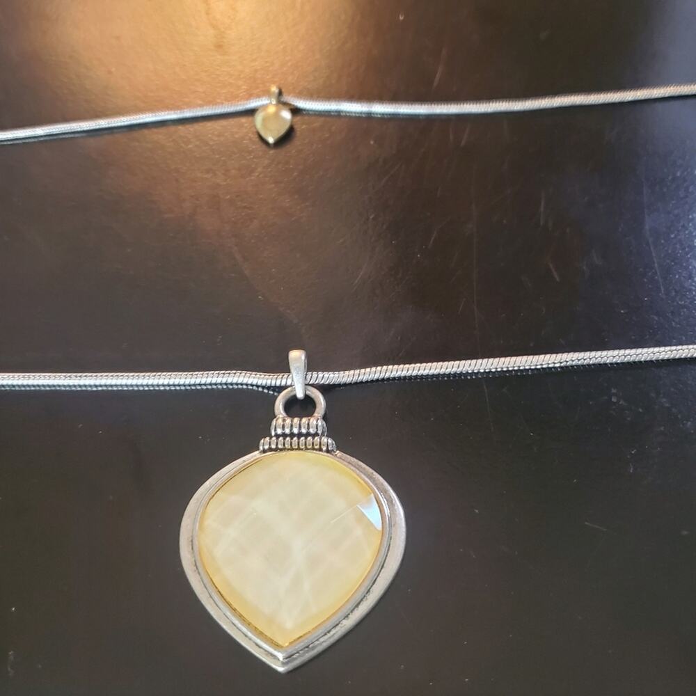 Lucky Brand Heart Shape double silver chain adjustable necklace Great condition - Picture 5 of 14